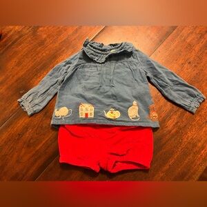 Baby Boden Girl Matching Applique Set with Top and Bottoms Sz 6-12M